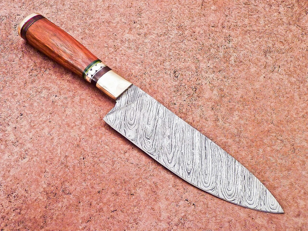 12" Handmade Damascus Chef Knife | Professional Kitchen Knife with Wood Handle