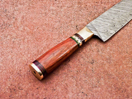 12" Handmade Damascus Chef Knife | Professional Kitchen Knife with Wood Handle