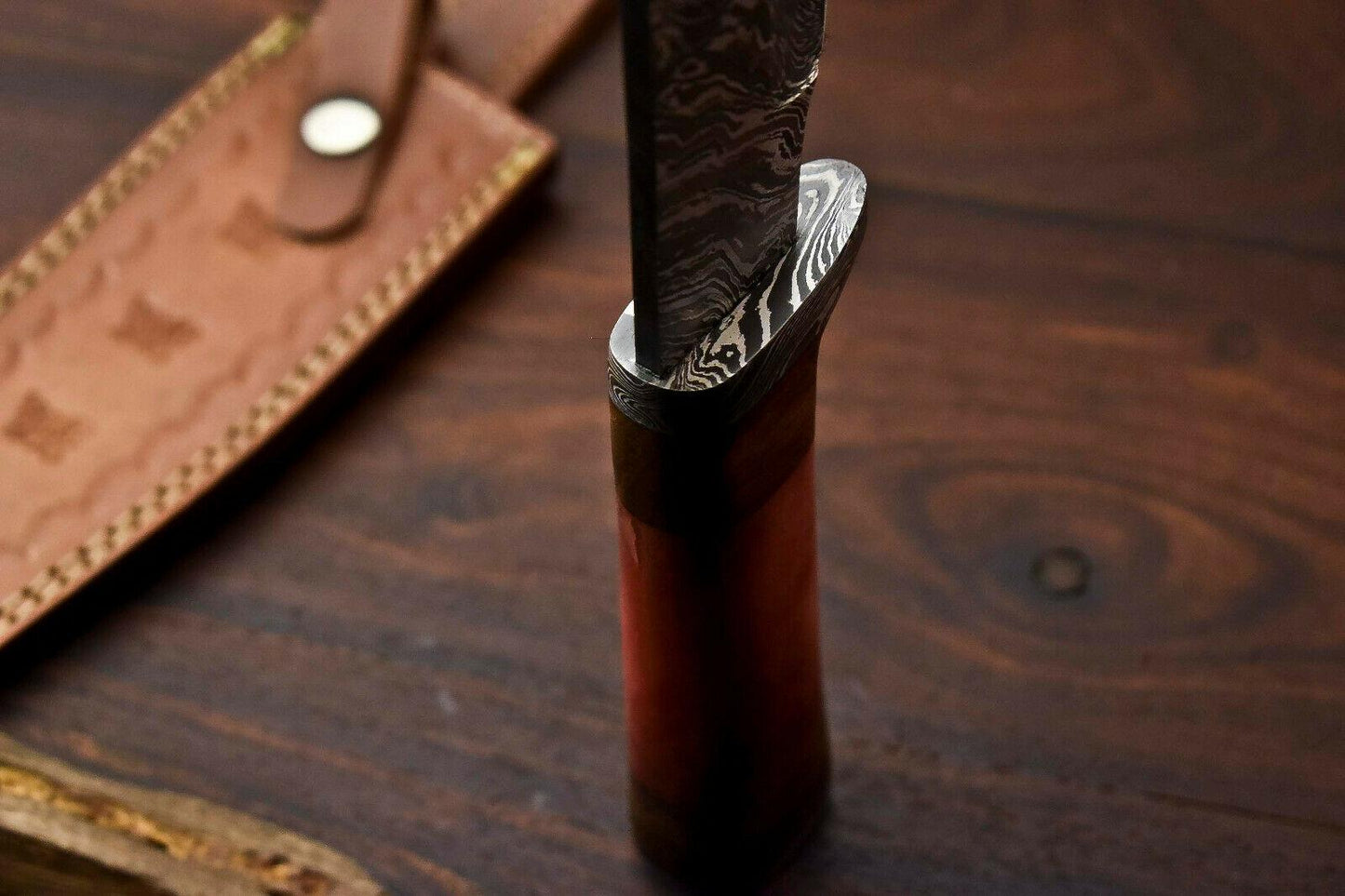 12.5" Handmade Damascus Bowie Knife – Camel Bone Handle & 384-Layer Blade