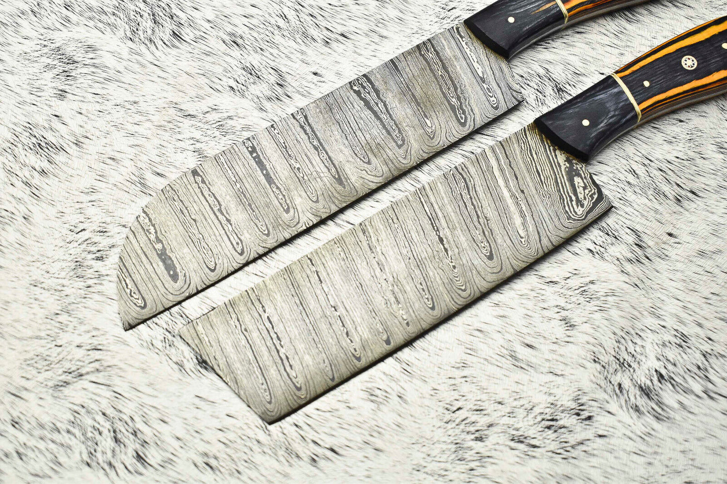 Lot of 2 Handmade Damascus Blade Full Tang Chef Set Knife – 100% Handmade