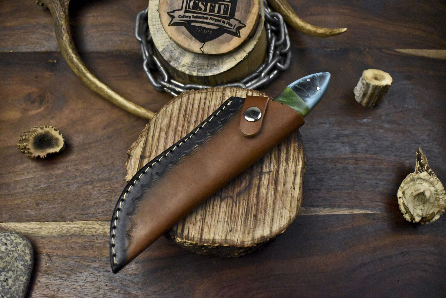 Hot Selling Damascus Skinner Knife Twist Pattern Corian Handle with Micarta Bolster – Custom Handmade Hunting Knife