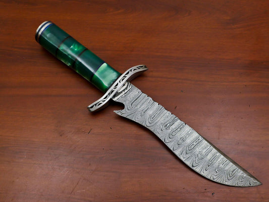 Heritage Forge Handmade Damascus Steel Bowie Hunting Knife with Resin Handle HB-7967