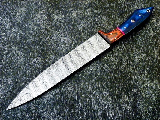 13" Professional Handmade Damascus Chef Knife – Hardwood Handle, 8" Blade