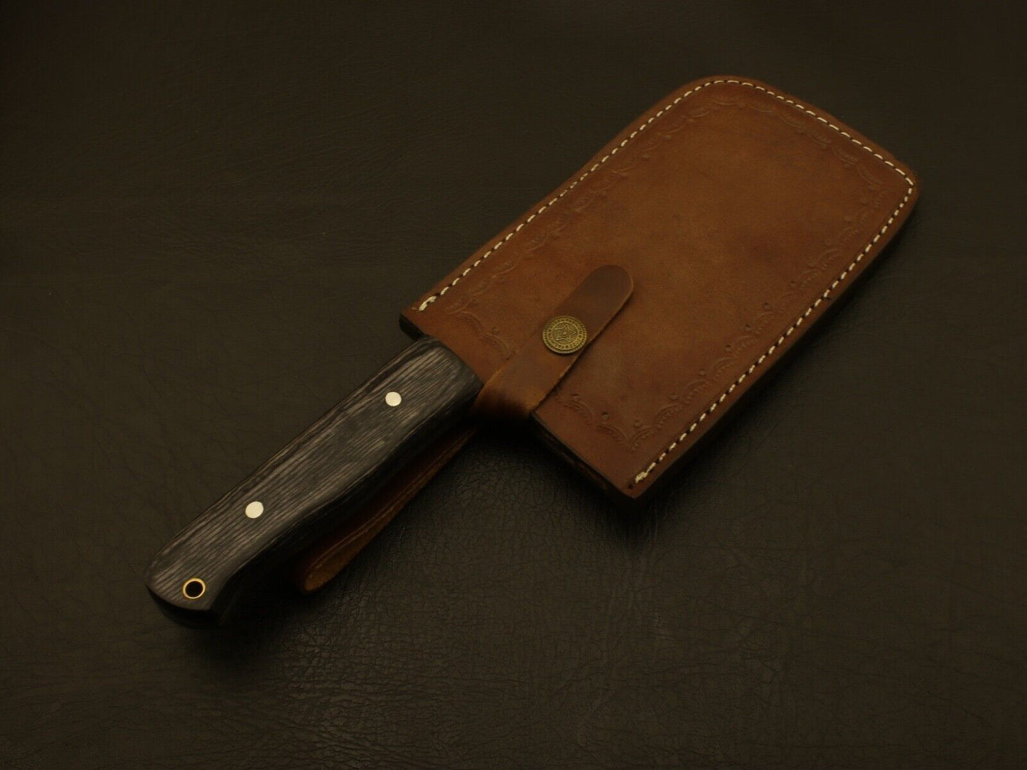 Handmade Damascus Blade Kitchen Full Tang Chef Chopper Knife + Sheath