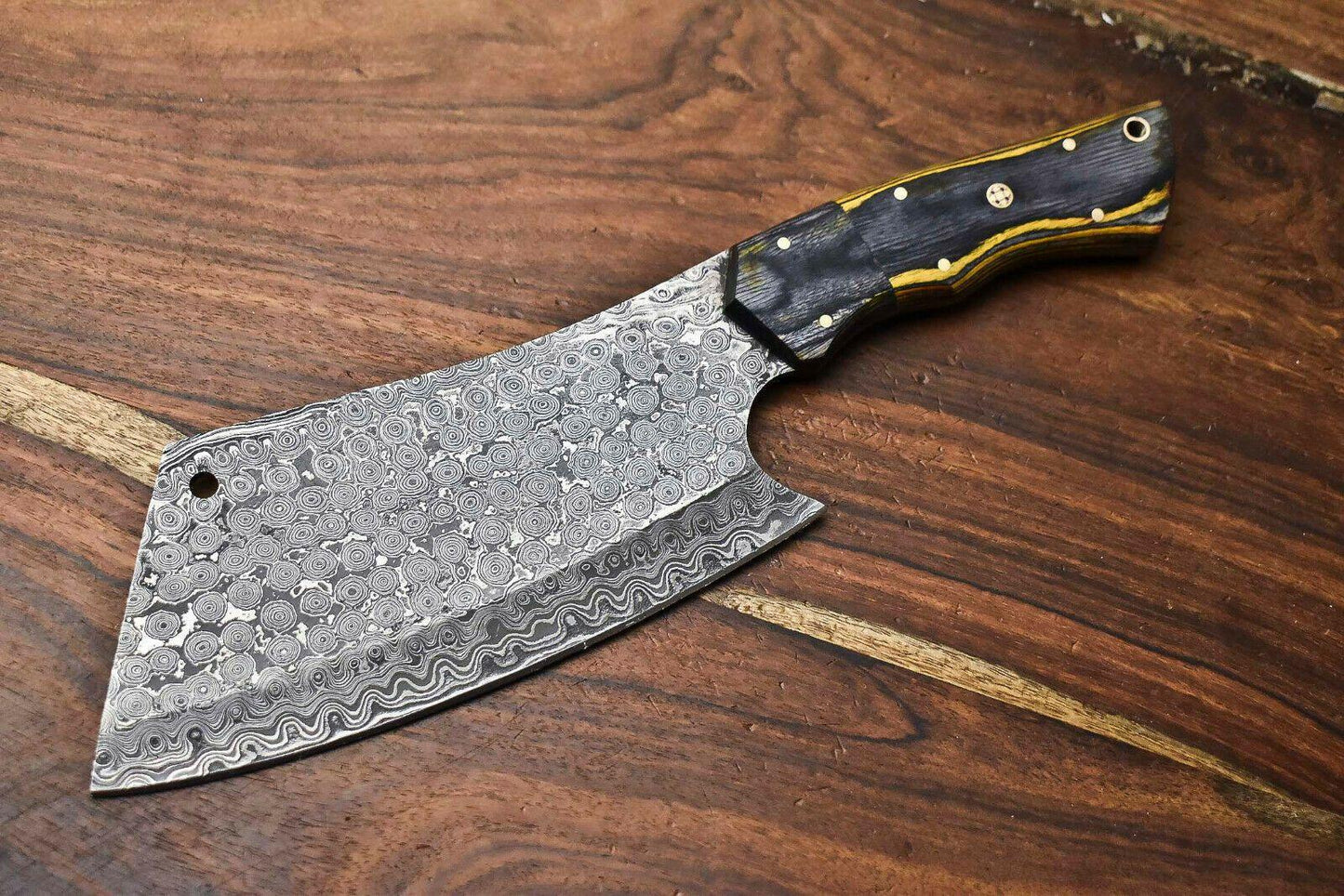 Hand Made Damascus Steel Chef Kitchen Full Tang Chopper Knife – Hard Wood Handle