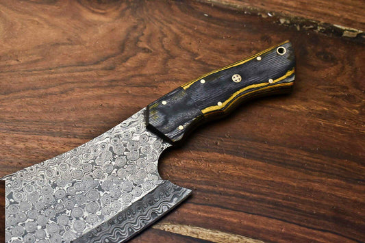 Hand Made Damascus Steel Chef Kitchen Full Tang Chopper Knife – Hard Wood Handle