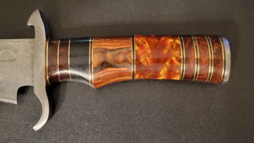 Heritage Forge 17.5 Inch Handmade Damascus Steel Combat Bowie Knife with Walnut Wood Handle