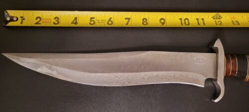 Heritage Forge 17.5 Inch Handmade Damascus Steel Combat Bowie Knife with Walnut Wood Handle