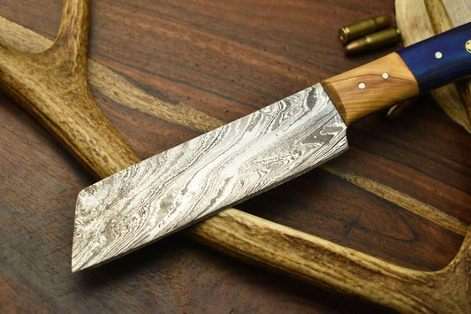 Premium Hand Forged Damascus Steel Chef Knife with Full Tang Hard Wood Handle