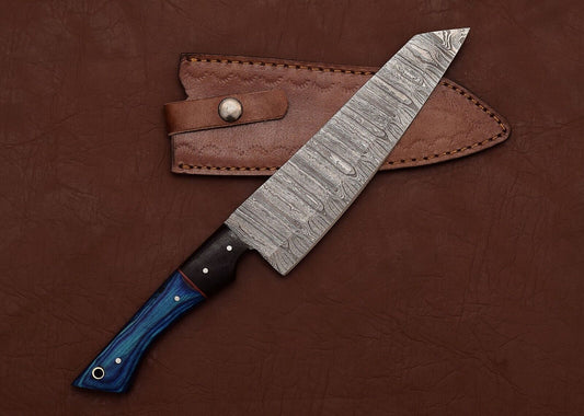 Hand-Forged Damascus Steel 13" Chef Knife | Outdoor Survival & Kitchen Pakka Handle