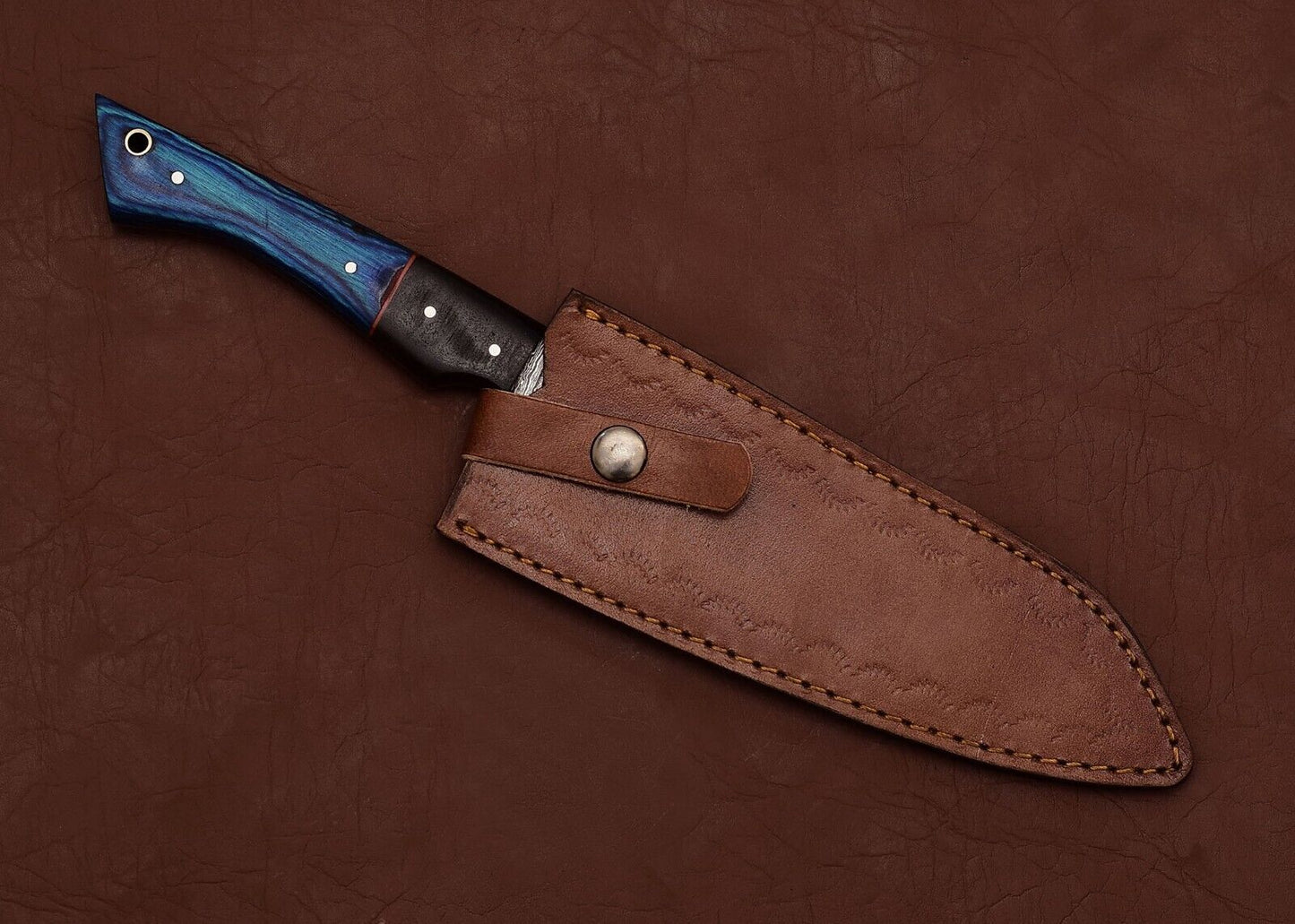 Hand-Forged Damascus Steel 13" Chef Knife | Outdoor Survival & Kitchen Pakka Handle
