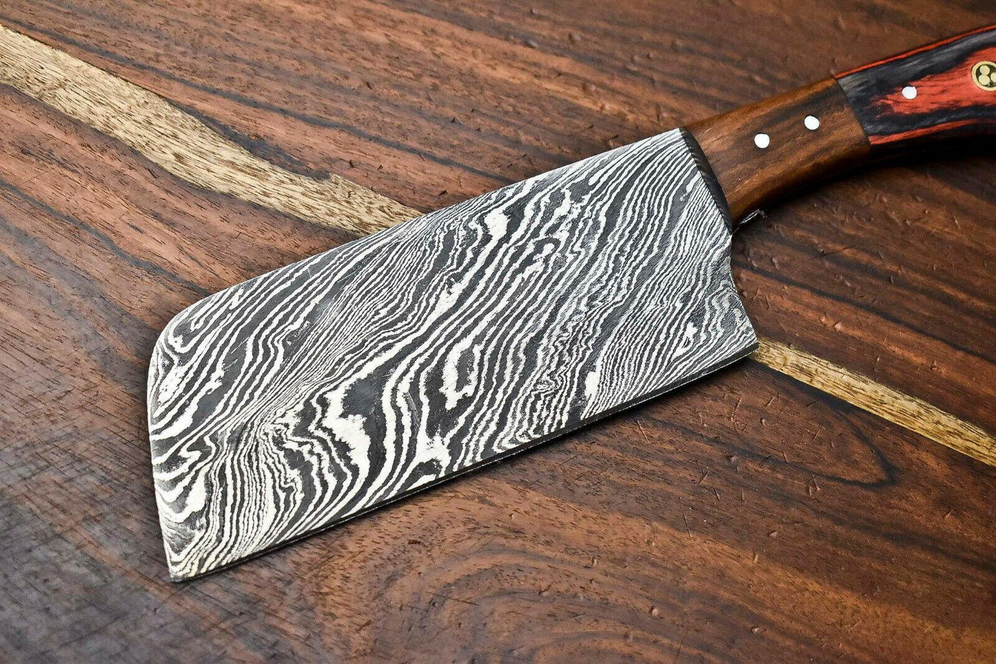 Premium Handmade Damascus Steel Chef Chopper Knife | Full Tang Hard Wood Handle