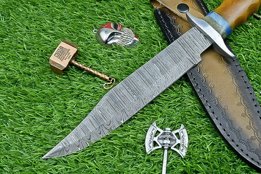 Heritage Forge 14 Inch Handcrafted Resin Handle Damascus Steel Survival Bowie Knife