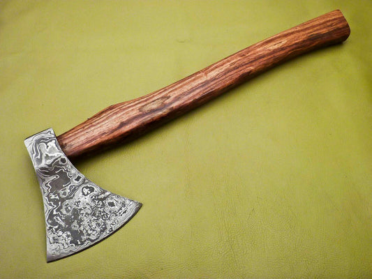 Hand Forged Damascus Tomahawk Axe | Integral Hatchet Knife With Walnut Wood Handle