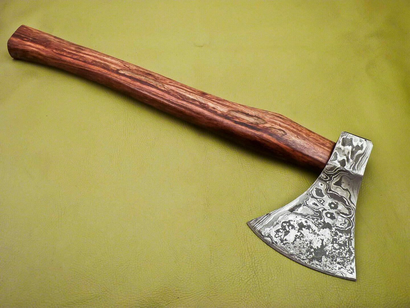 Hand Forged Damascus Tomahawk Axe | Integral Hatchet Knife With Walnut Wood Handle