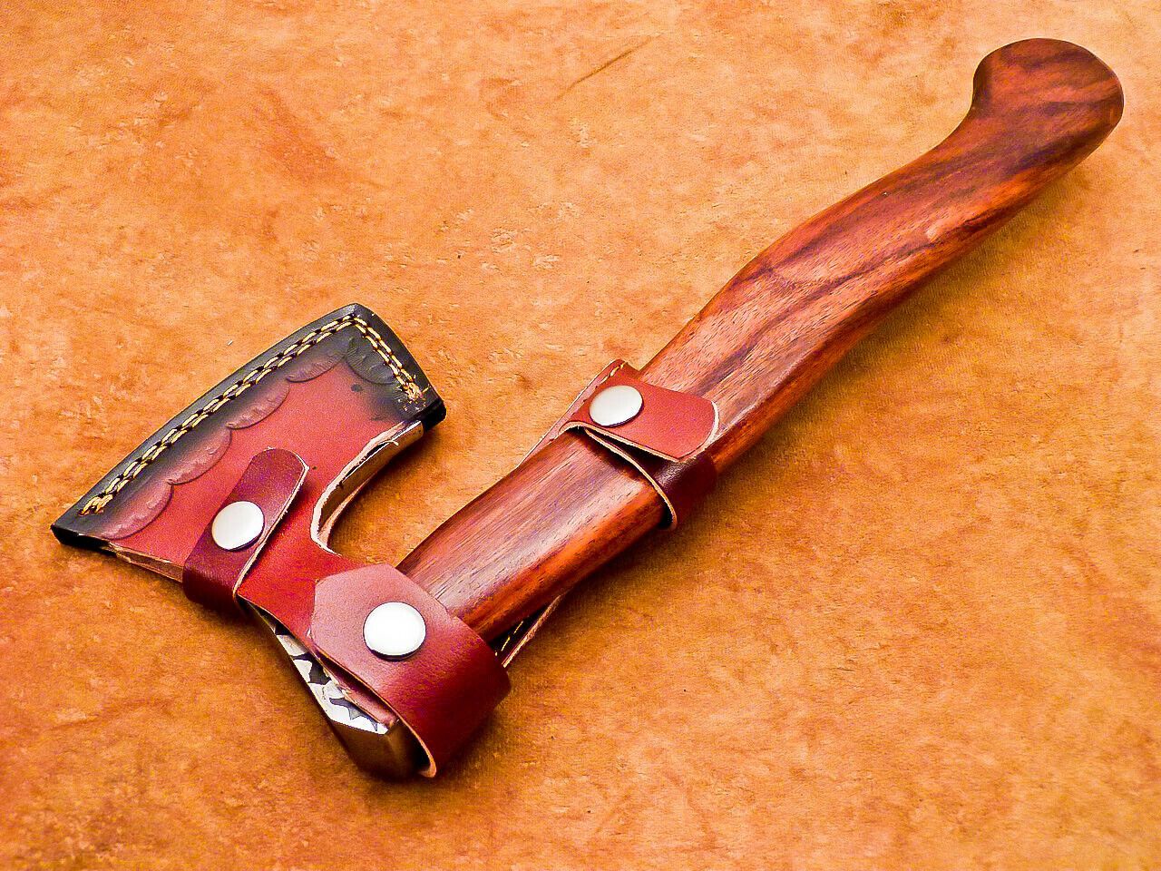 Engraved Bearded Viking Hatchet 13 Inch Carbon Steel Axe with Wooden Handle