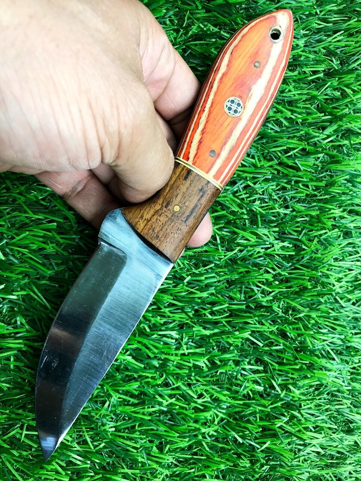 8" Forged Stainless Steel Skinner Knife – Hardwood Grip with Handmade Leather Sheath