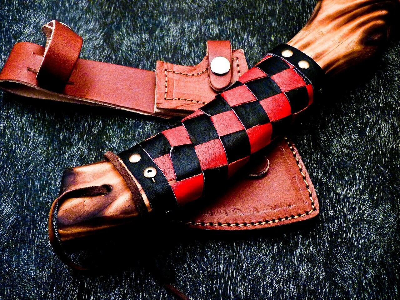 Hand Forged Steel Viking Bearded Camping Hatchet 14 Inch Natural Wood Handle with Leather Sheath