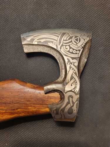 Viking Handmade High Carbon Steel Tomahawk Hatchet Axe with Leather Sheath