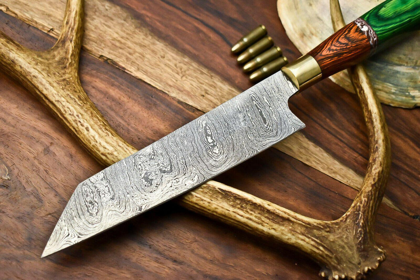 Premium Handcrafted Damascus Steel Chef Knife | Hard Wood Handle, 13-Inch