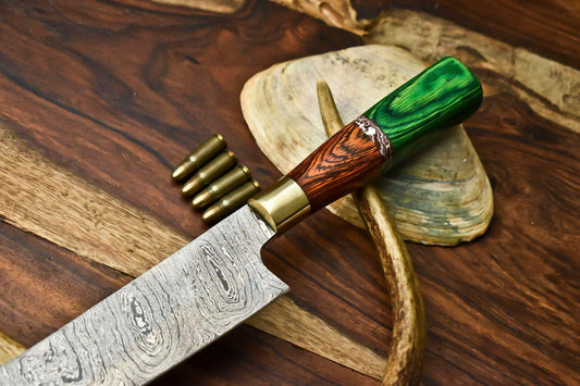 Premium Handcrafted Damascus Steel Chef Knife | Hard Wood Handle, 13-Inch