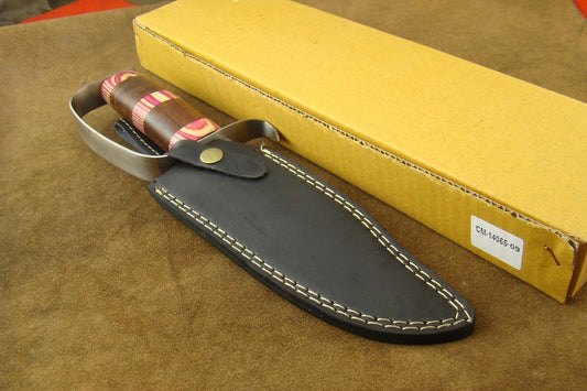 12.9" Damascus D-Guard Bowie Knife with Pakkawood & Rosewood Handle