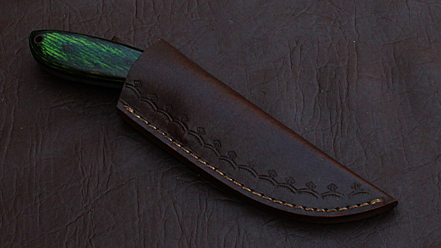Custom Handmade 8" Full Tang D2 Steel Hunting Skinner EDC Knife Hardwood Handle with Leather Sheath
