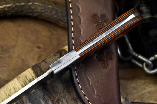 8.5" Forged Skinner Knife | ATS-34 Steel Blade | Hard Wood Handle with Steel Bolster