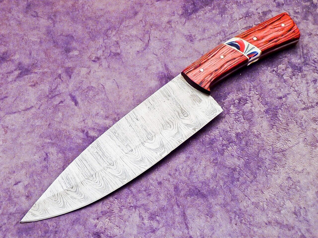 13.0" Professional Handmade Damascus Steel Chef Knife with Hardwood & Resin Handle