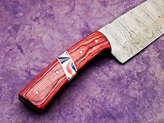 13.0" Professional Handmade Damascus Steel Chef Knife with Hardwood & Resin Handle