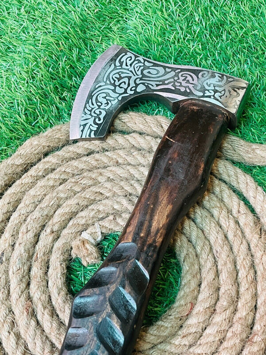 Handmade Forged  Steel Viking Bearded Camping Hatchet Tomahawk Axe
