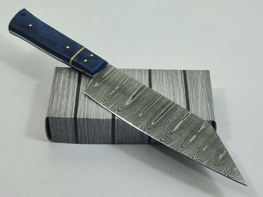 12.0" Handmade Fixed Damascus Blade Resin Kitchen Full Tang Chef Knife
