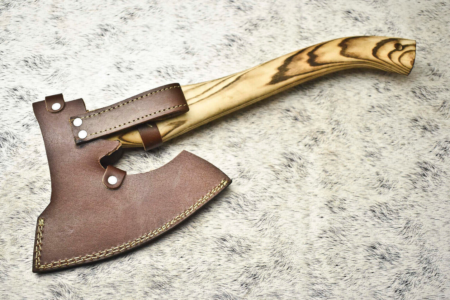 Custom Handmade High Carbon Steel Viking Axe with Laser Etched Blade and 18 Inch Handle