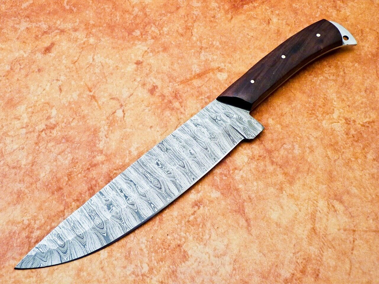 13" Custom Hand Forged Damascus Steel Chef Knife Kitchen Knife with Natural Wood Handle
