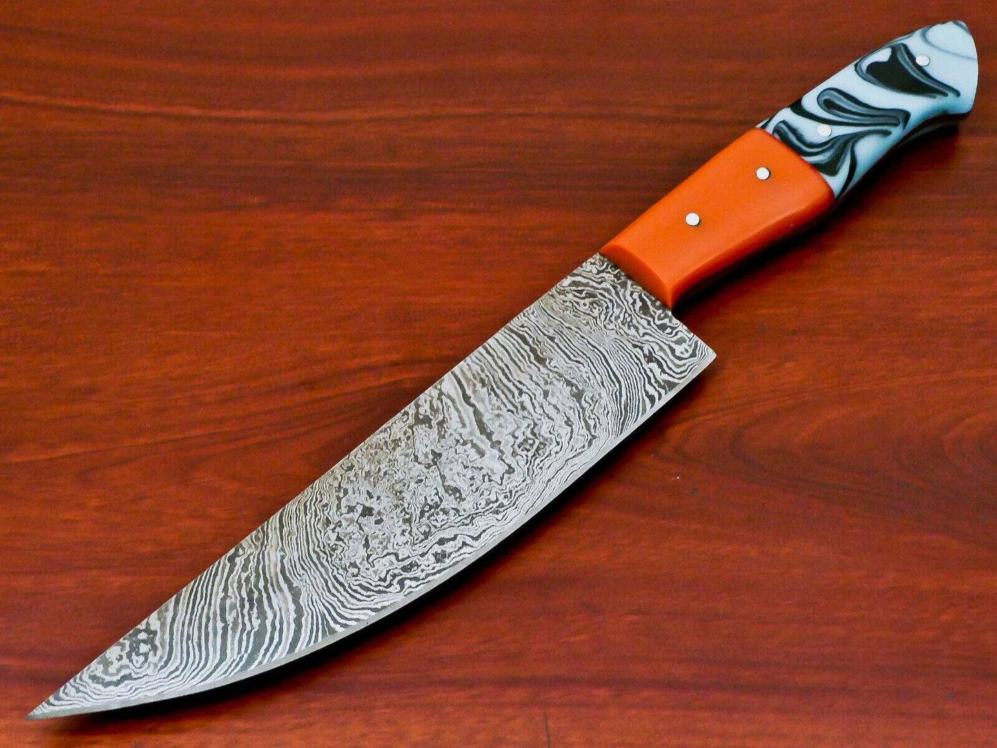 Rare Handmade Damascus Steel Full Tang Chef Hunting Knife | Resin Handle | 12" Forged Blade