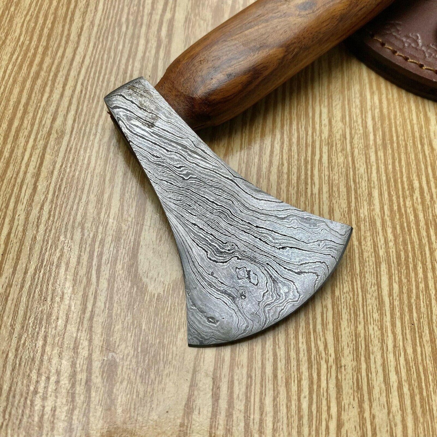 10" Custom Forged Damascus Axe Tomahawk with Wood Handle | Handmade Damascus Steel Axe for Camping and Survival