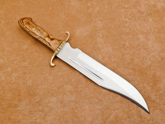 12-Inch Handmade D2 Steel Blood Groove Full Tang Bowie Hunting Knife