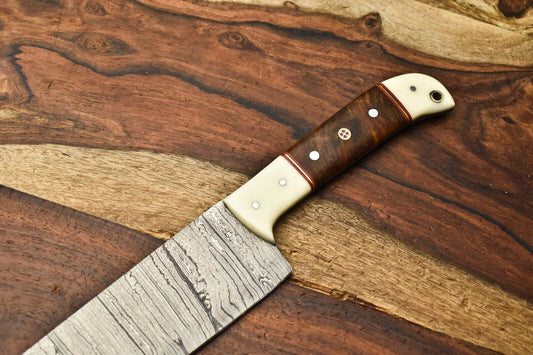 Handmade Damascus Steel Chef Knife – Full Tang Kitchen Knife, Artisan Forged Blade