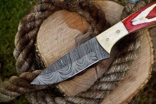Hot Item Skinner Knife Twist Damascus Hard Wood Survival Rare