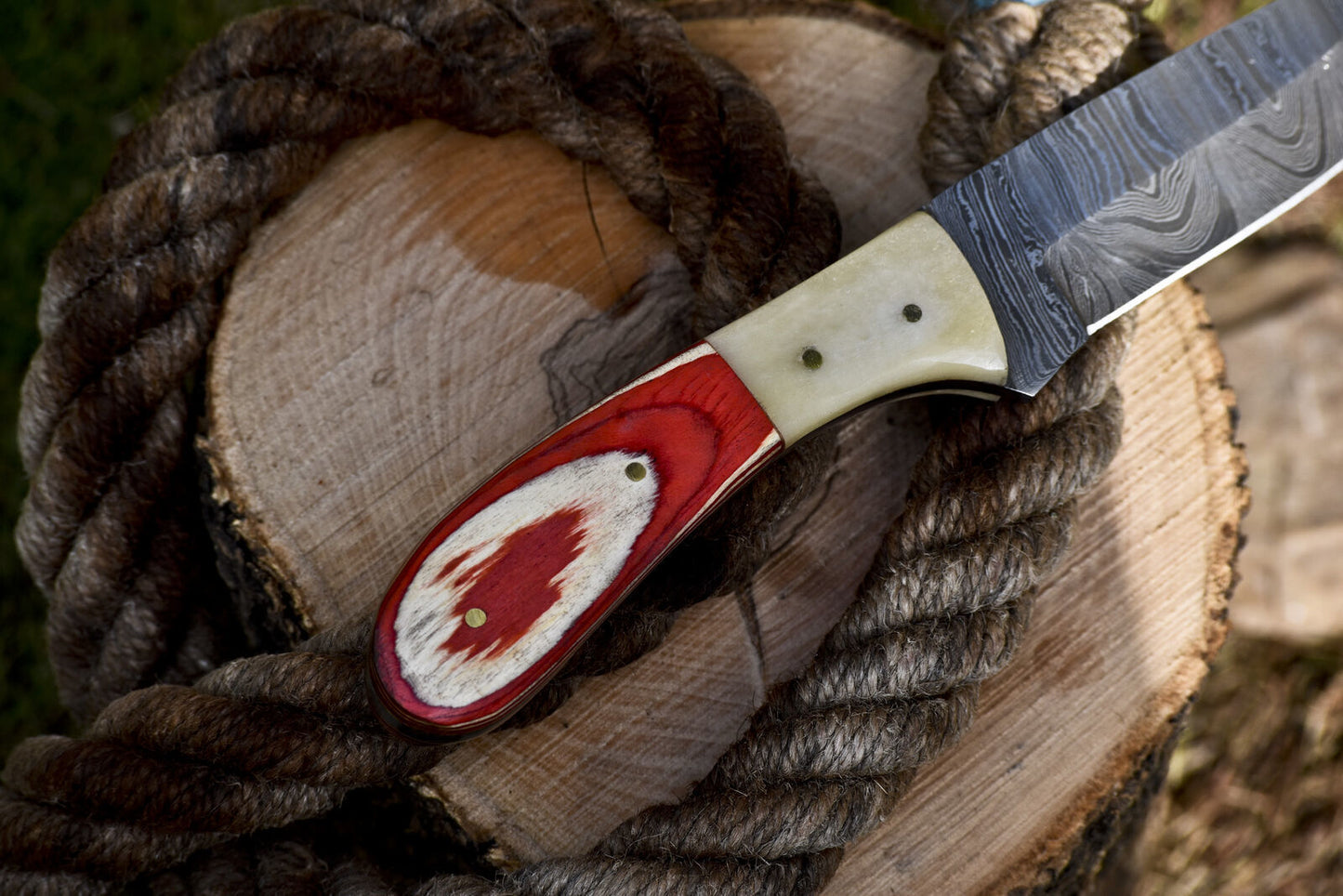 Hot Item Skinner Knife Twist Damascus Hard Wood Survival Rare