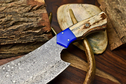 Custom Hand Forged Damascus Steel Chef Chopper Knife – Unique Handmade Kitchen Blade