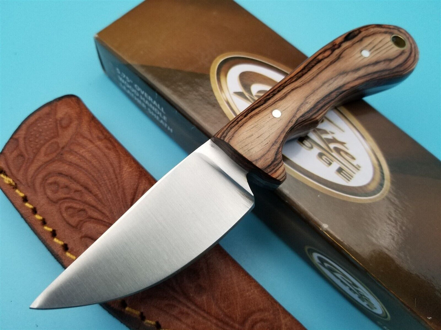 Mini Skinner Knife – 2.5″ Stainless Steel Blade, Hardwood Handle, Leather Sheath