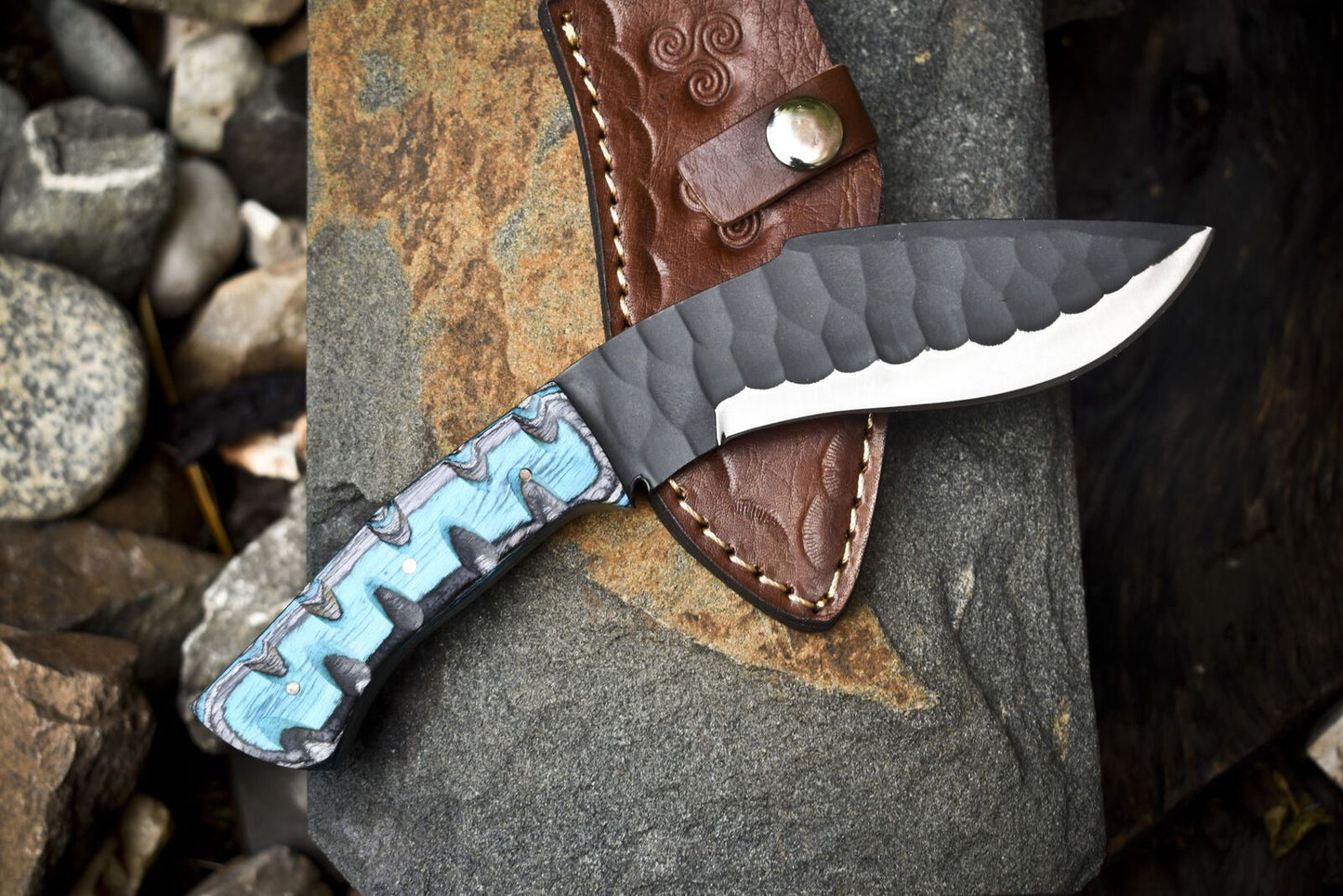 Handmade Skinner Knife – AUS-8 Steel Hardwood Handle with Leather Sheath, 8.5" Outdoor Gift