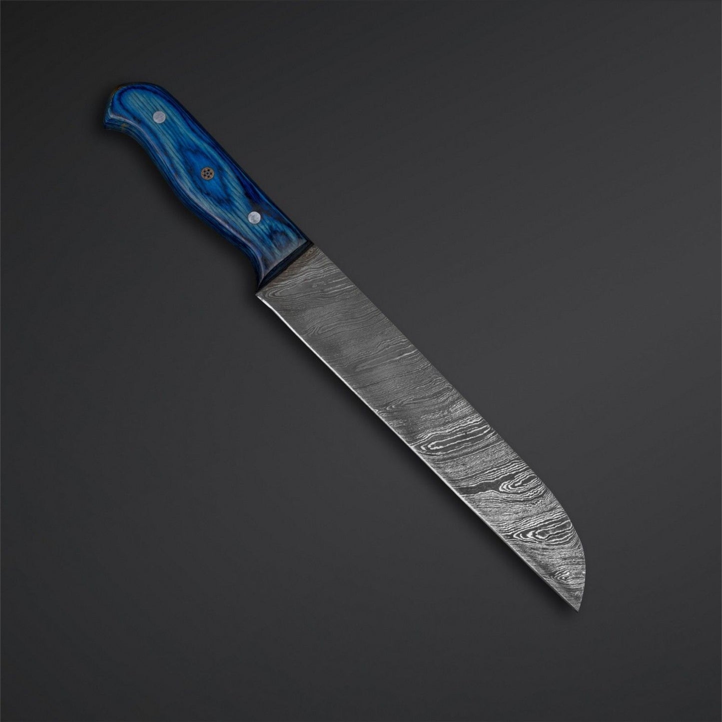 Heritage Forge Handmade Damascus Steel Full Tang Bowie Hunting Knife with Walnut Wood Handle