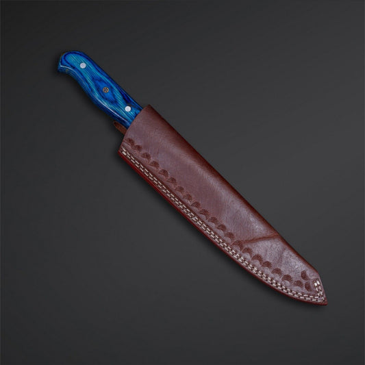 Heritage Forge Handmade Damascus Steel Full Tang Bowie Hunting Knife with Walnut Wood Handle