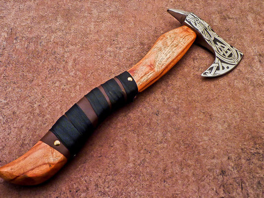 Handcrafted Carbon Steel Viking Bearded Axe – 16-Inch Camping Tomahawk