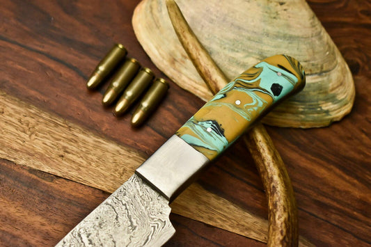 Hand Made Damascus Steel Blade Chef Knife | CORIAN MATERIAL