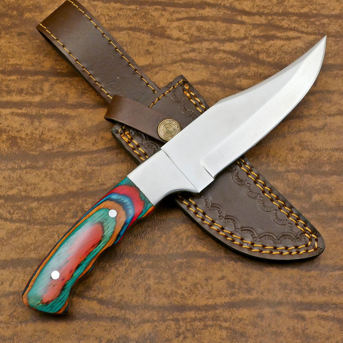 Handmade D2 Steel Full Tang Bowie Hunting Knife | Pakka Wood Handle 11"