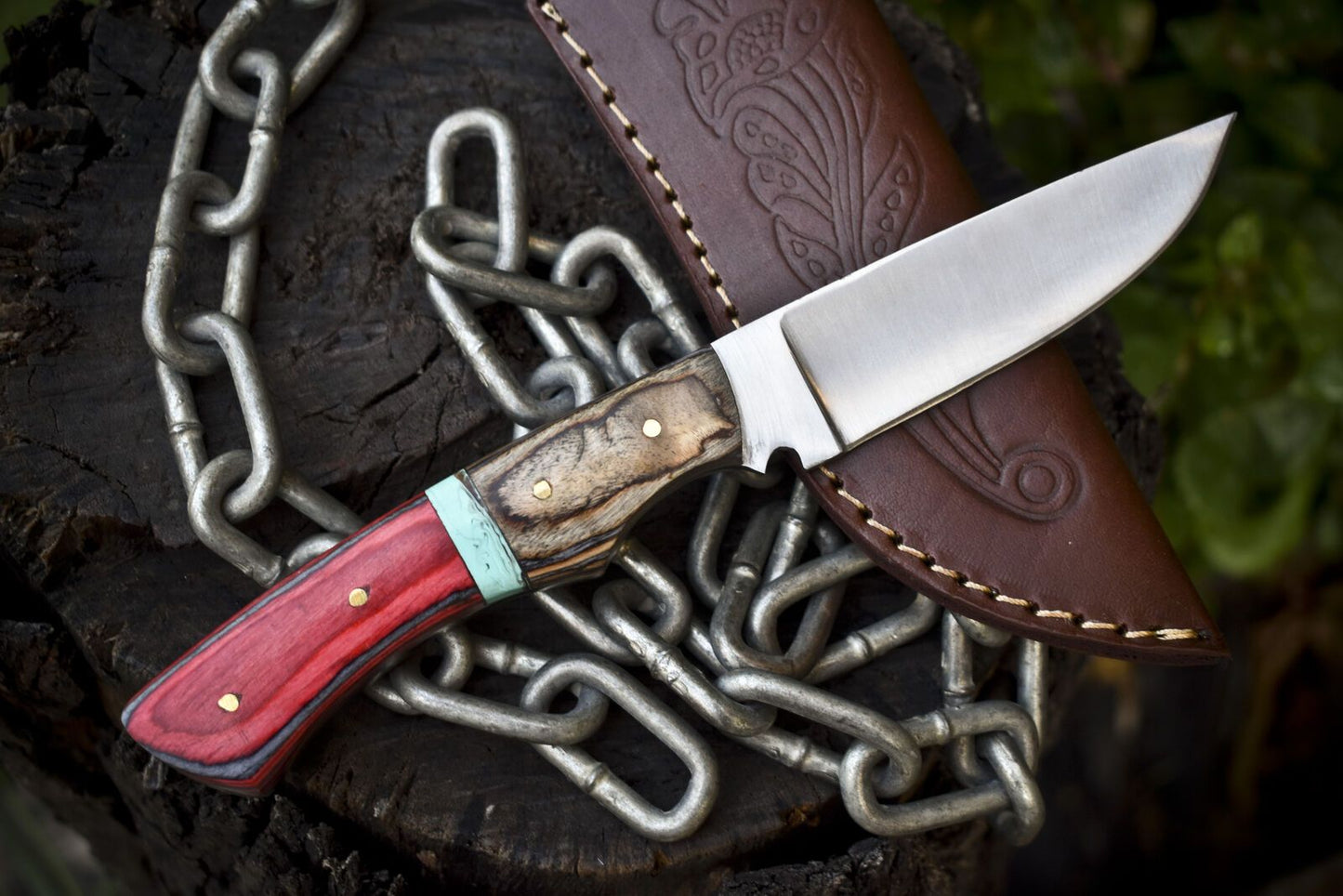 Hand Forged Skinner Knife 440C Steel Hardwood Handle | Hiking & Outdoor Gift