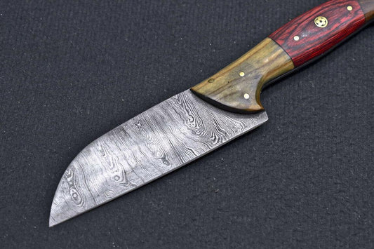 Custom Hand Forged Damascus Steel Professional Kitchen Chef Knife – Natural Wood Handle